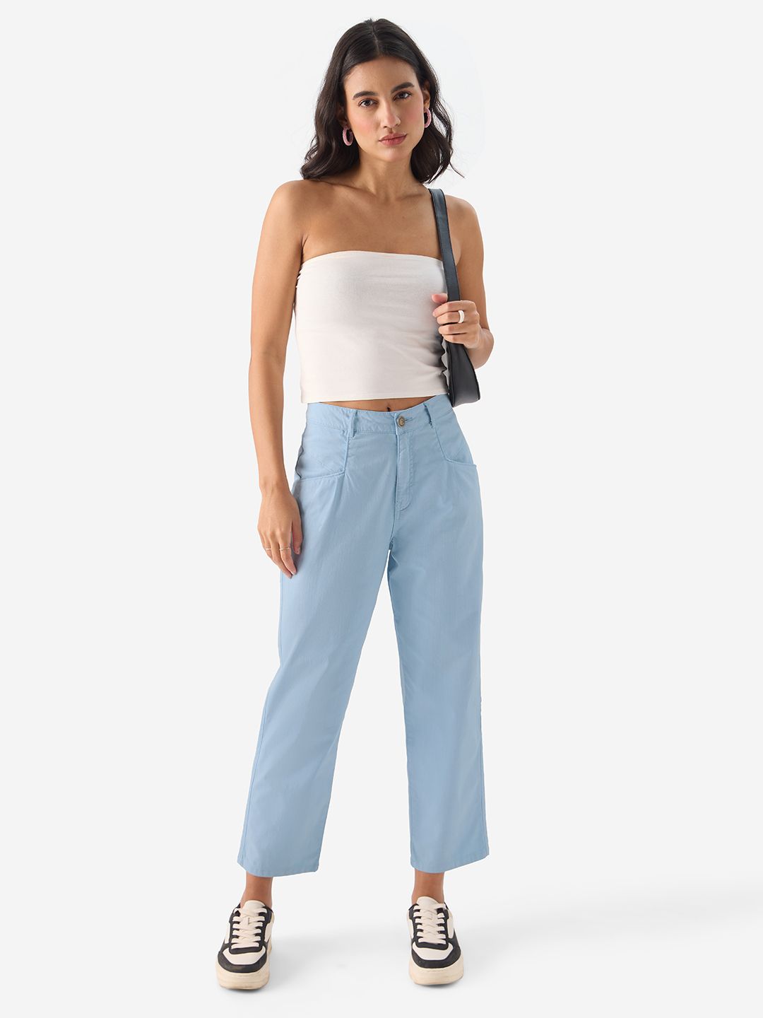 Carrot Fit Pant: Light Blue Women Pants price