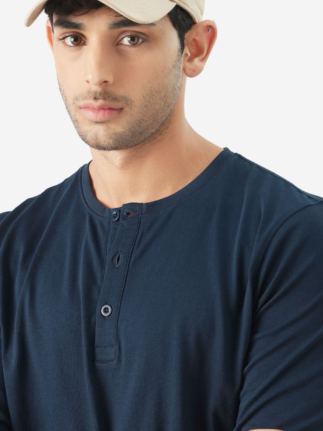 Buy Official Solids Navy Henley Tshirt Online