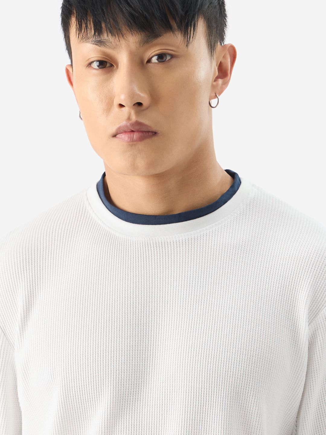 Buy Solids White (Layered) Easy Fit Full Sleeve Tshirt Online