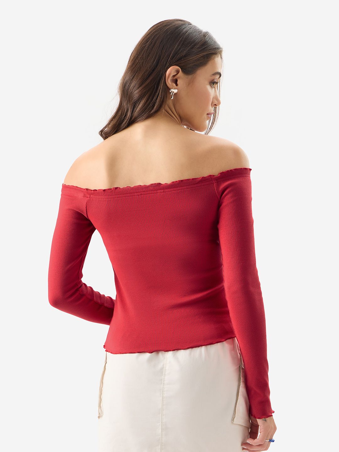 Buy Bittersweet Ribbed Top Women Full Sleeves Tops