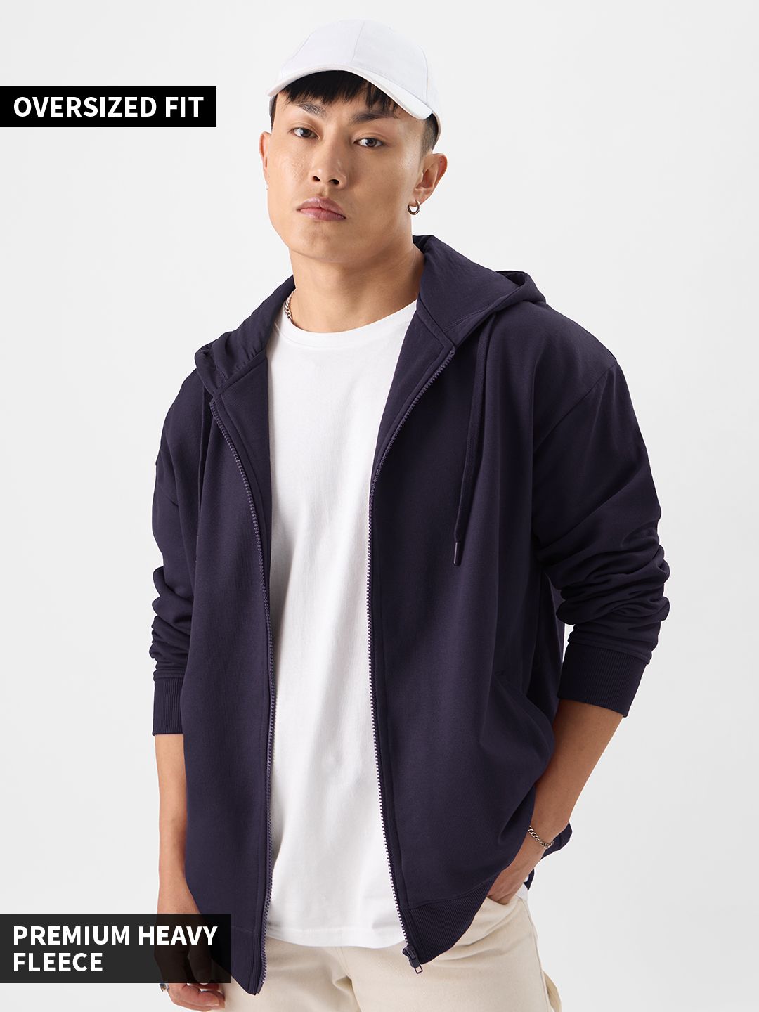 Buy Solids Blue Men Oversized Hoodies Online