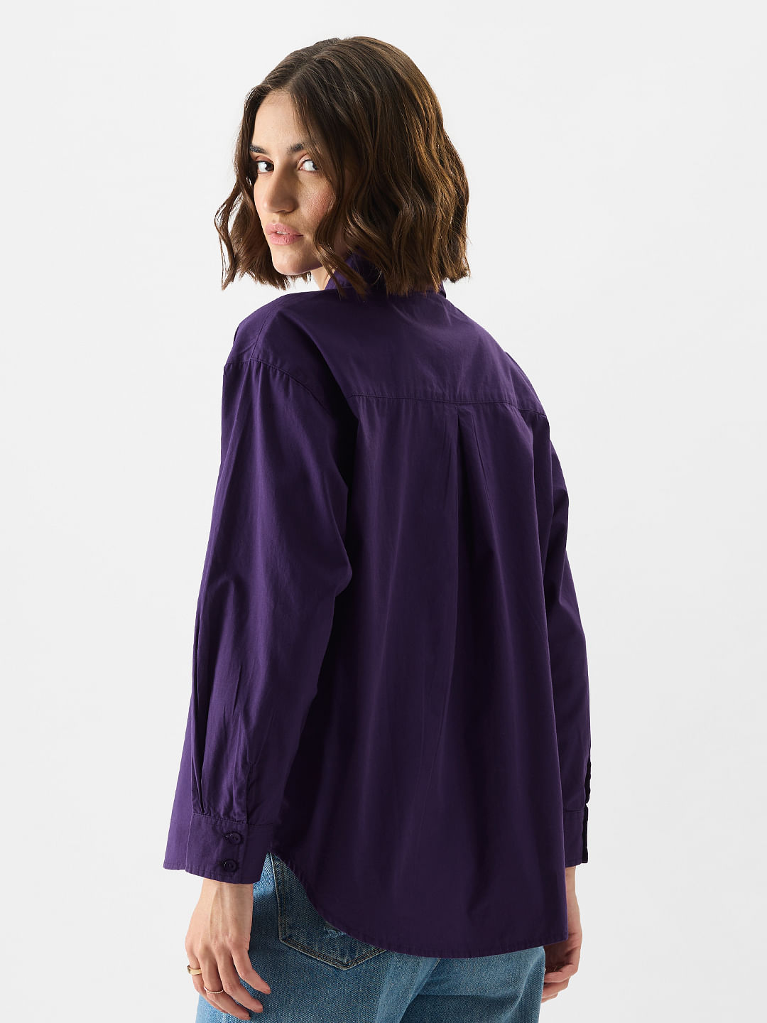 Buy Solids: Purple Haze Women Boyfriend Shirts Online
