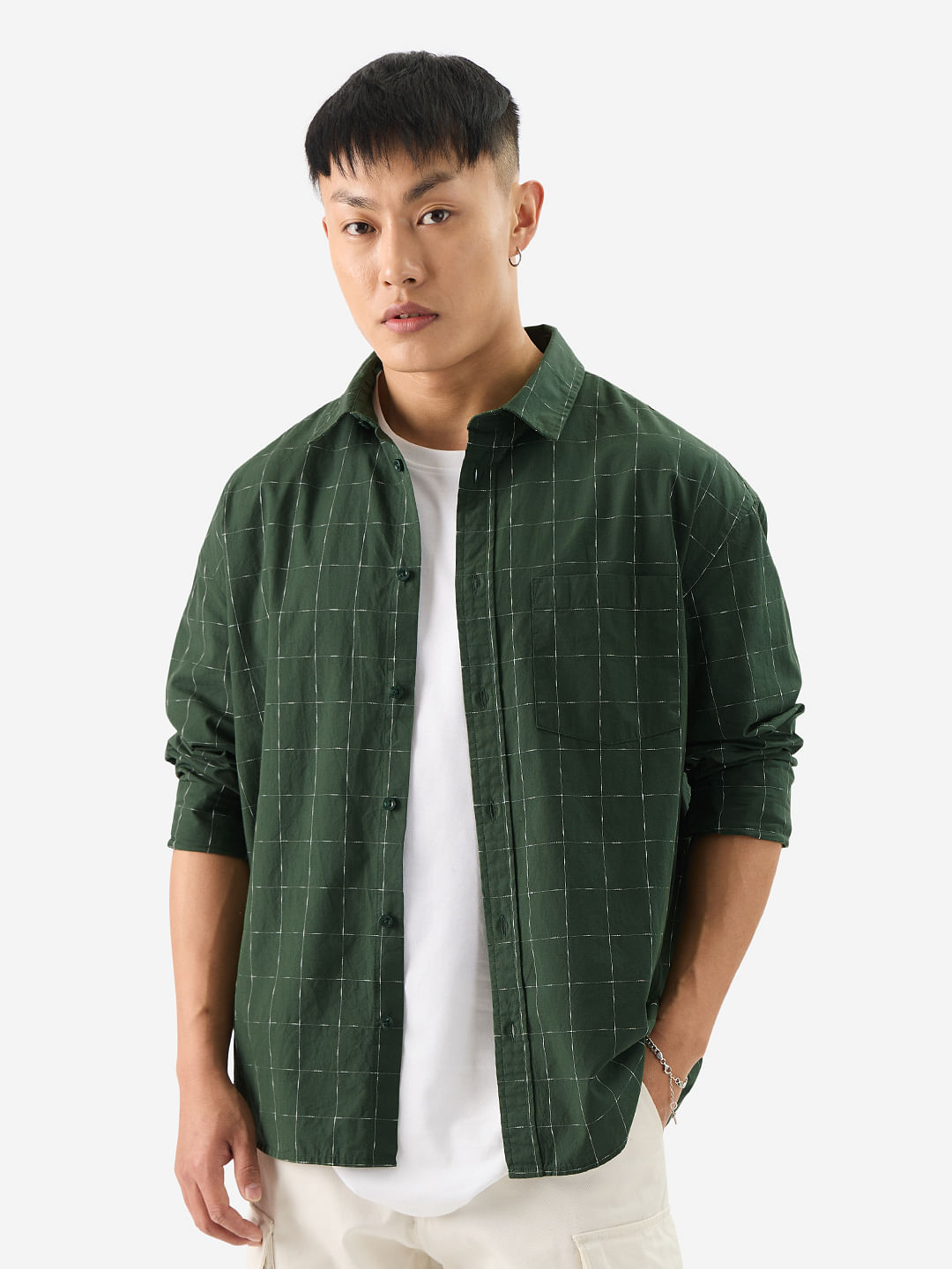 Buy Plaid: Forest Green Men Relaxed Shirts Online