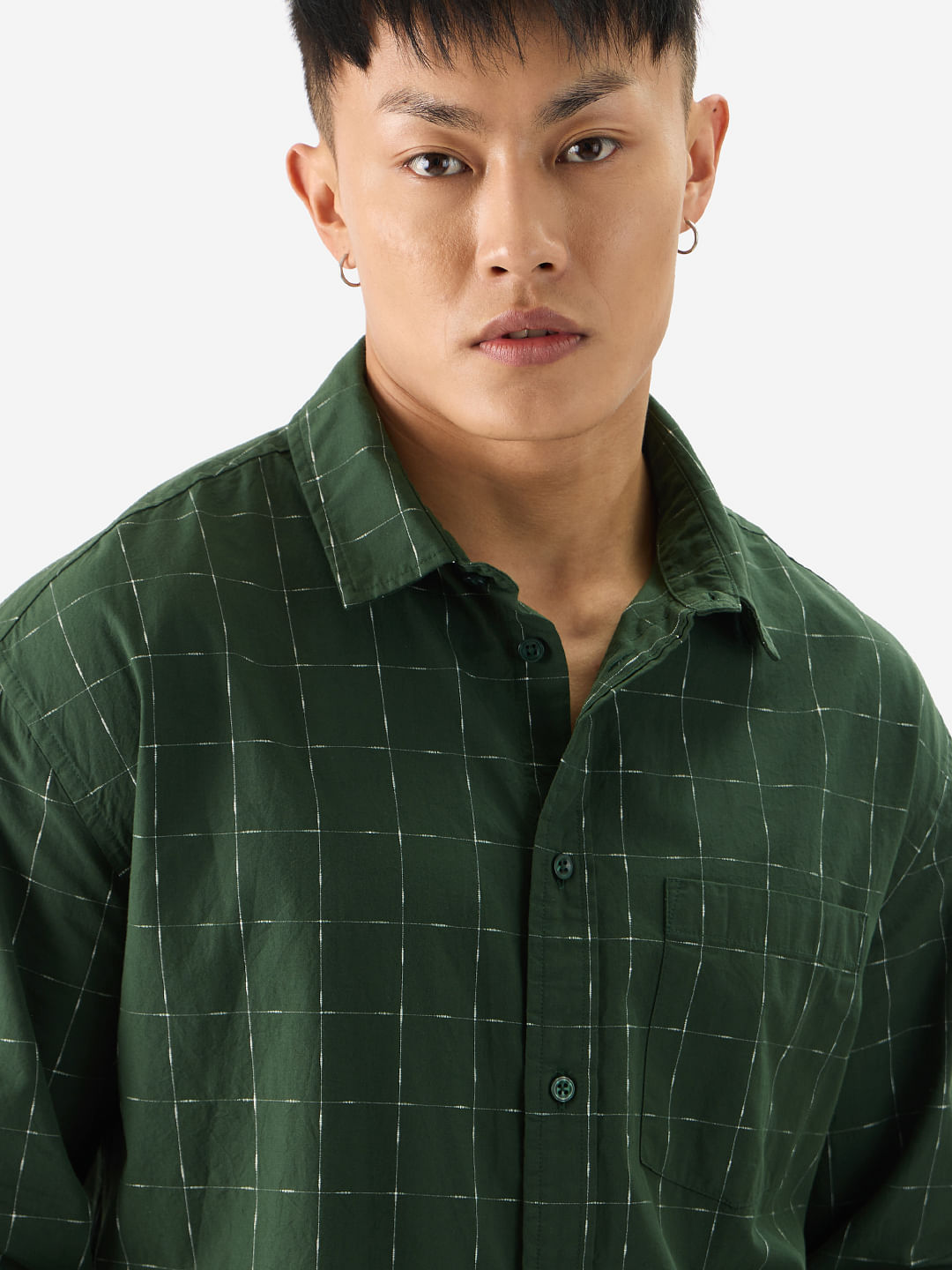 Buy Plaid: Forest Green Men Relaxed Shirts Online