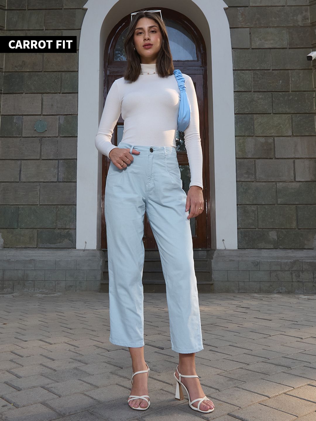 Buy Solids Light Blue Women Pants Online