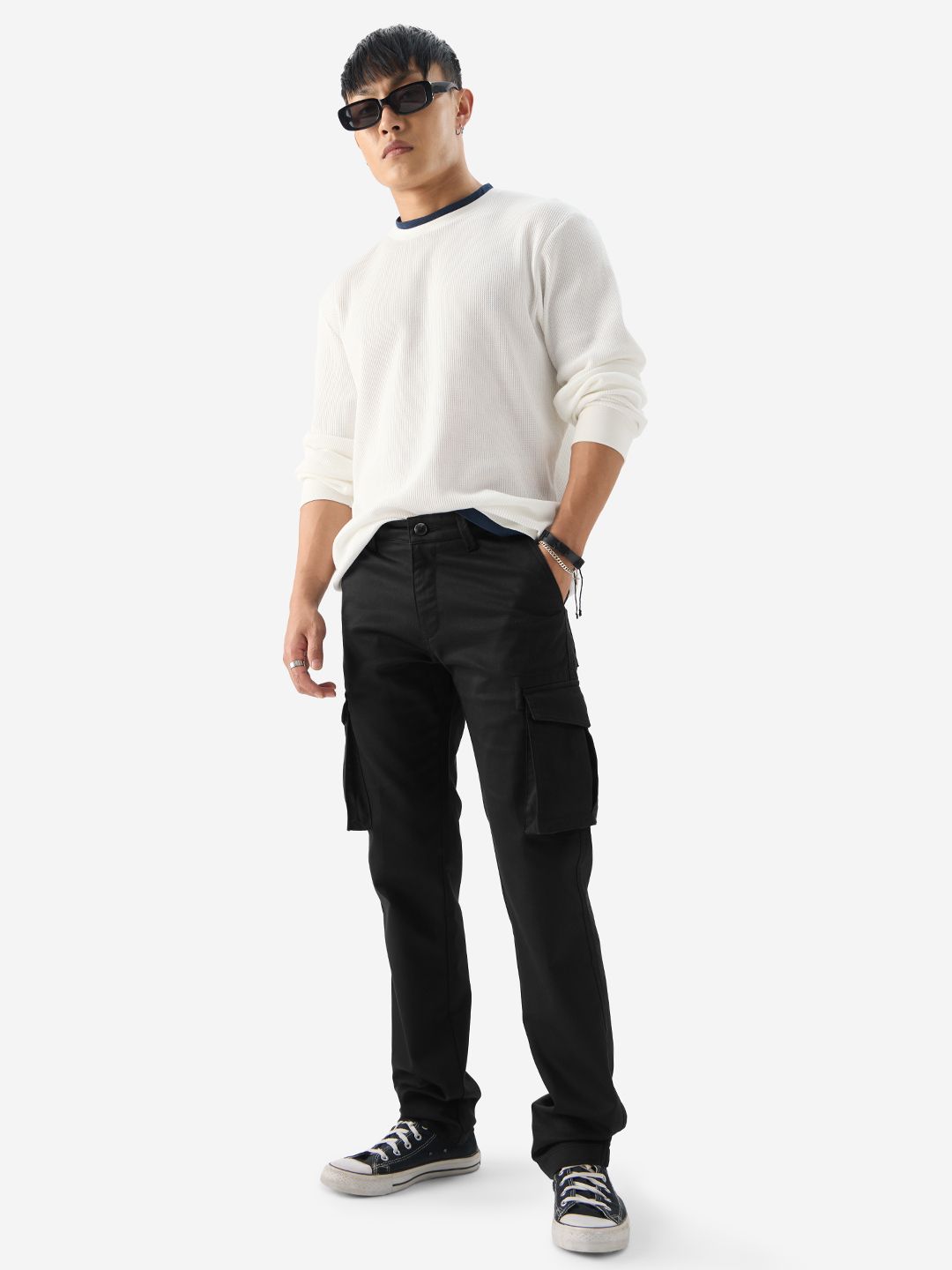 Solids: Jet Black Men Cargo Pants price