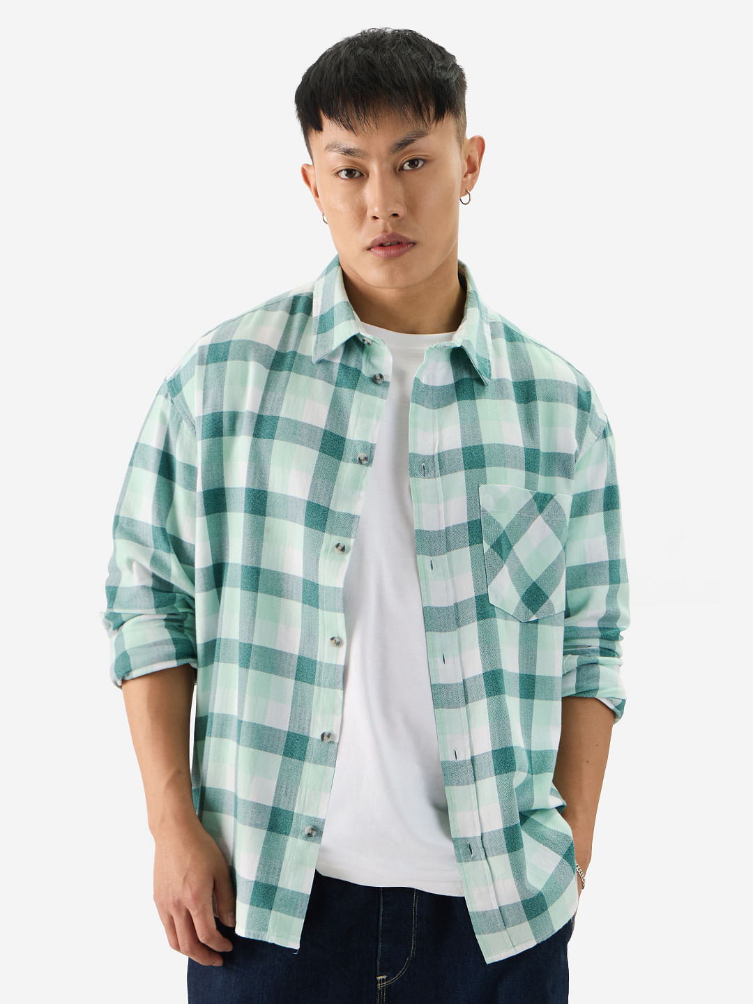 Buy Plaid: Green Bay Men Relaxed Shirts Online