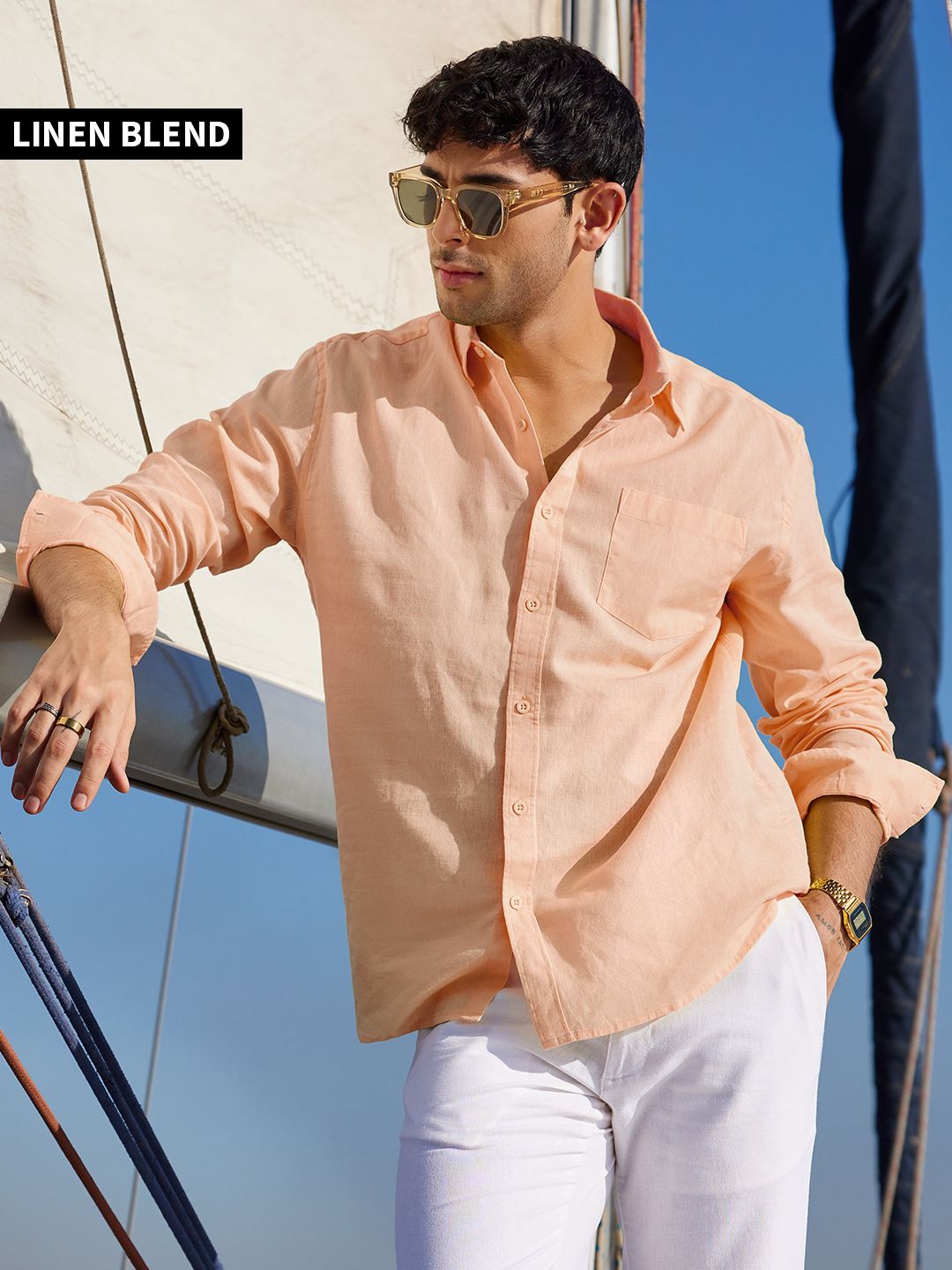 Buy Solids Light Orange Shirts Online
