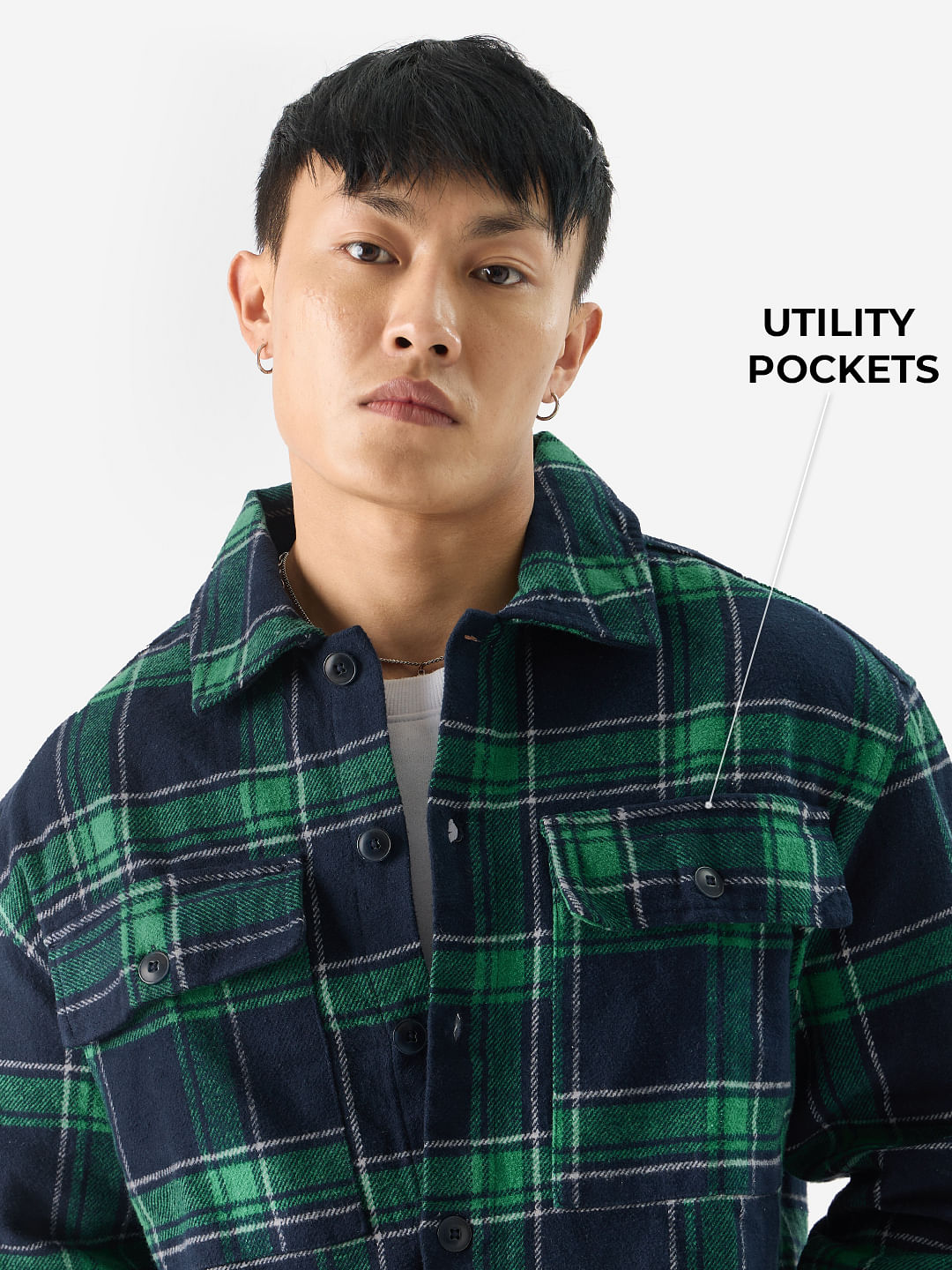 Buy TSS Originals: Emerald Checks Mens Flannel Shacket Online