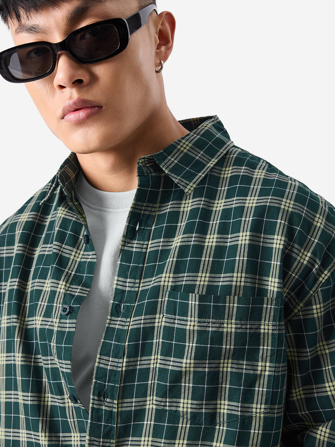 Buy Checks: Green And Yellow Men Relaxed Shirts Online
