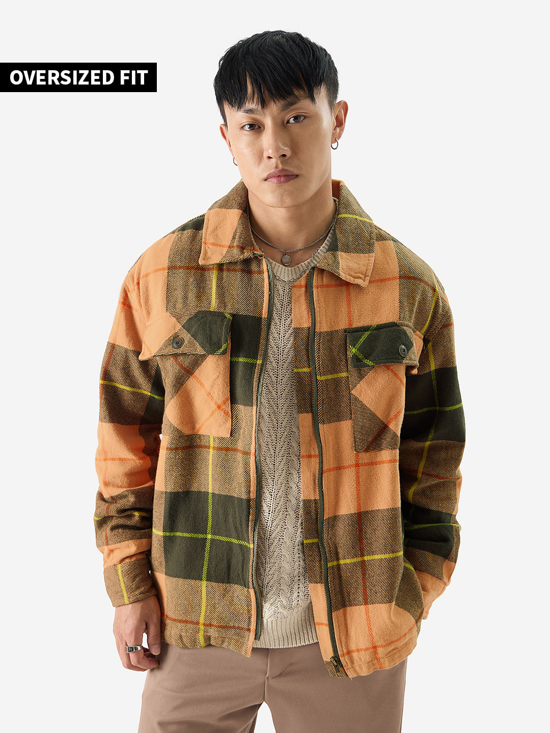 Buy TSS Originals: Ochre Vibes Mens Flannel Shacket Online