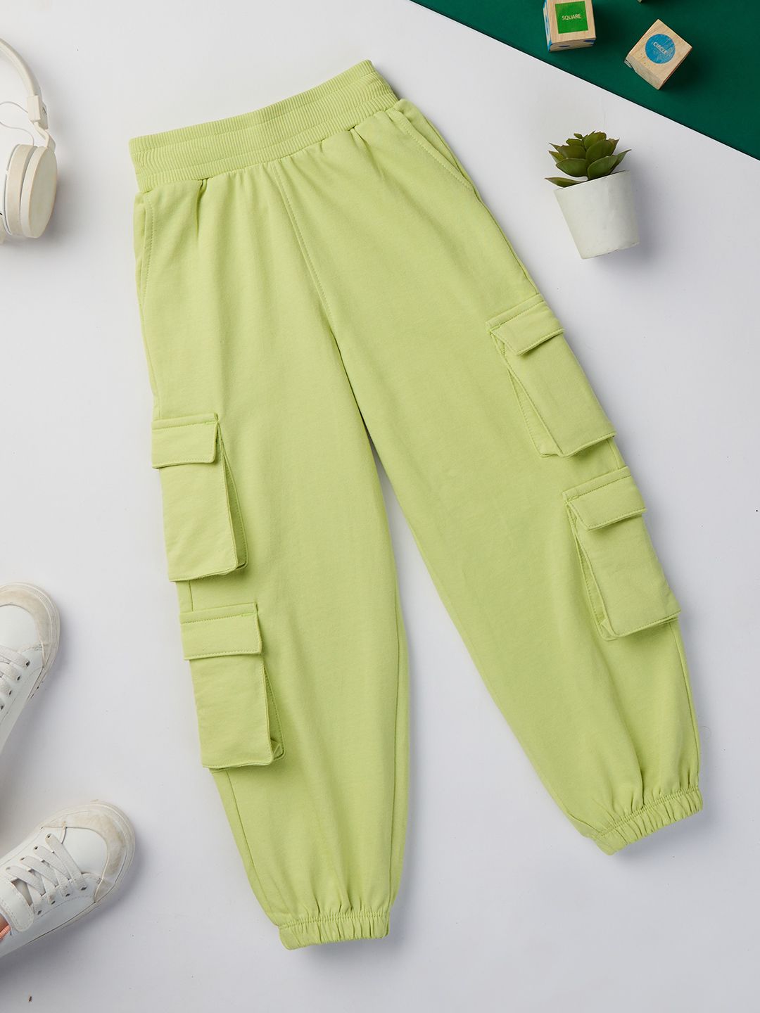 Buy Solids Green Girls Cotton Joggers online at The Souled Store.