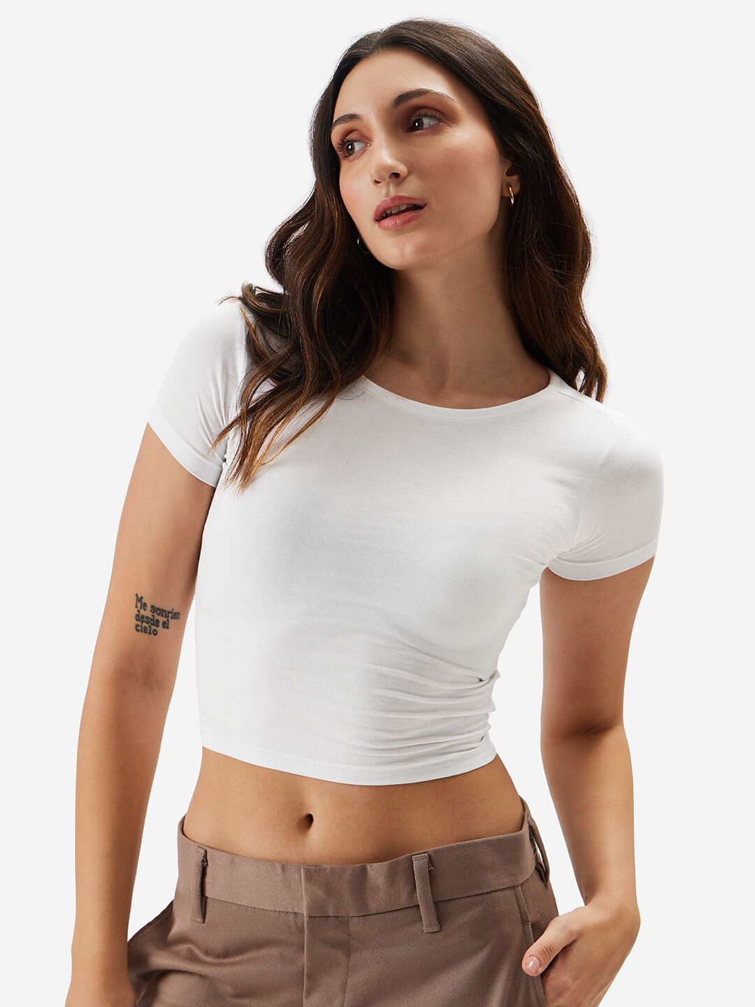 Essential Solids: White Women Cropped Tops online