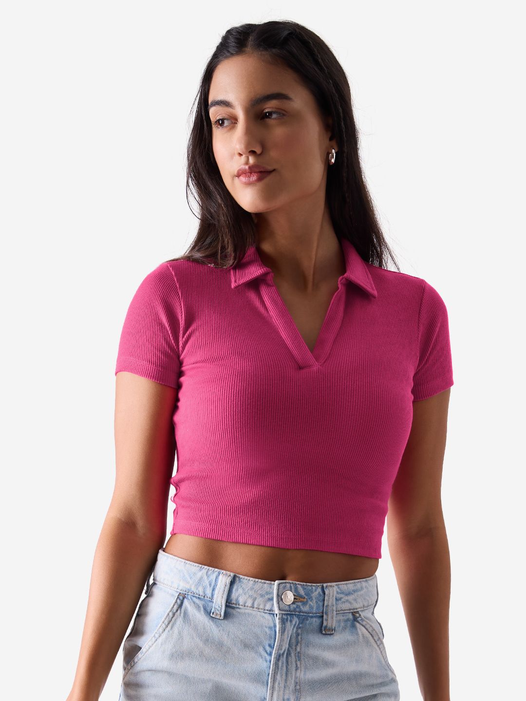 Buy Solids Hot Pink Women Cropped Polos online at The Souled Store.