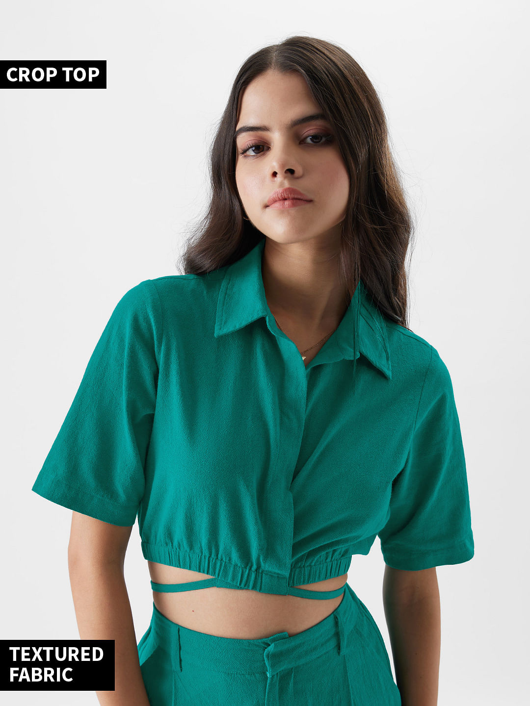 Buy Solids: Teal Green Women Cropped Tops Online