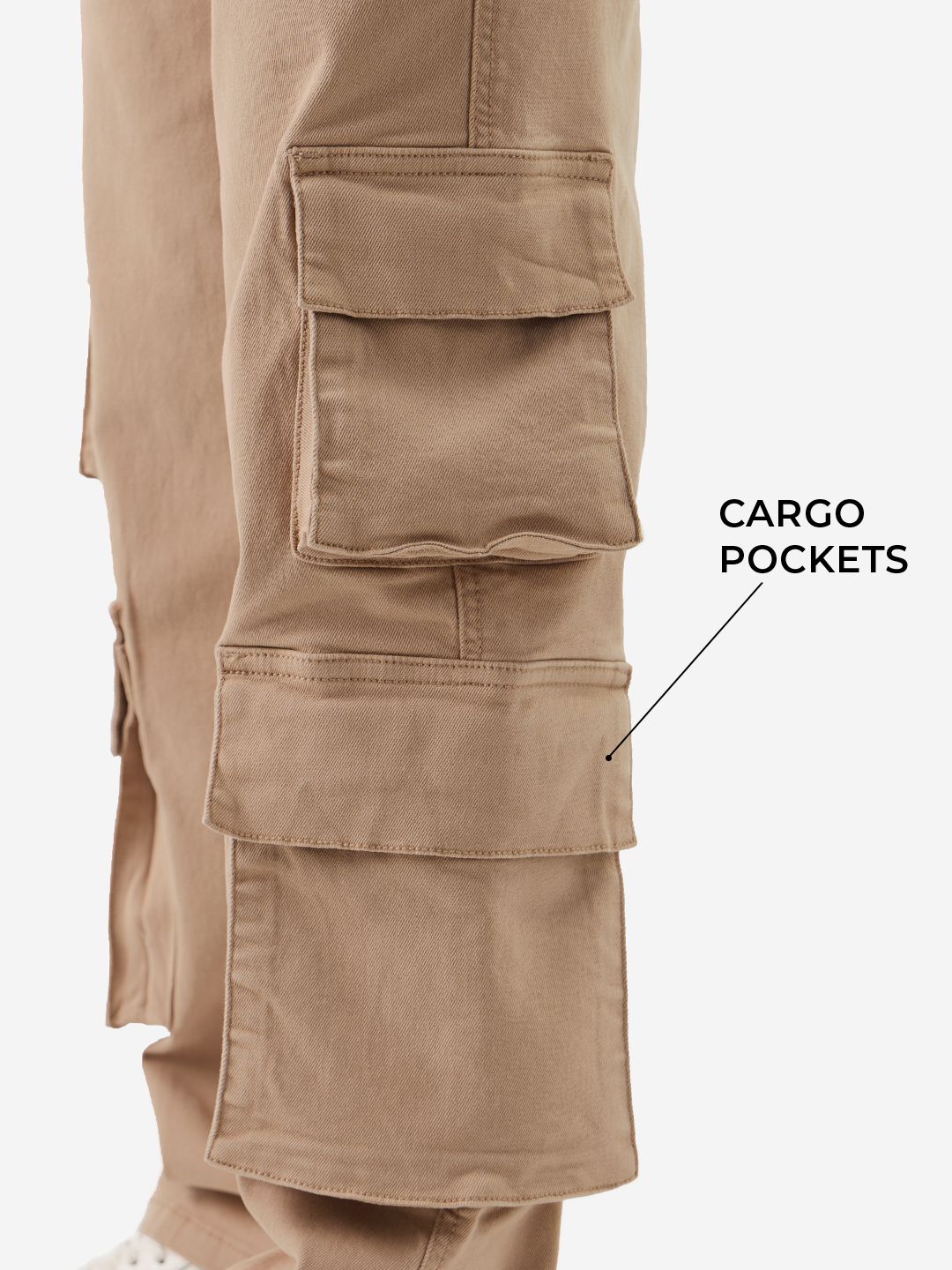Solids: Oak Buff Men Cargo Jeans online