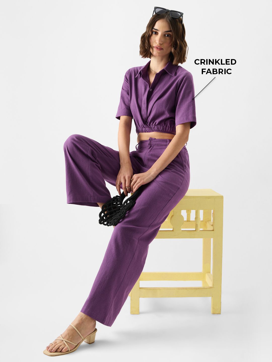 Solids: Plum Women Cropped Shirts online