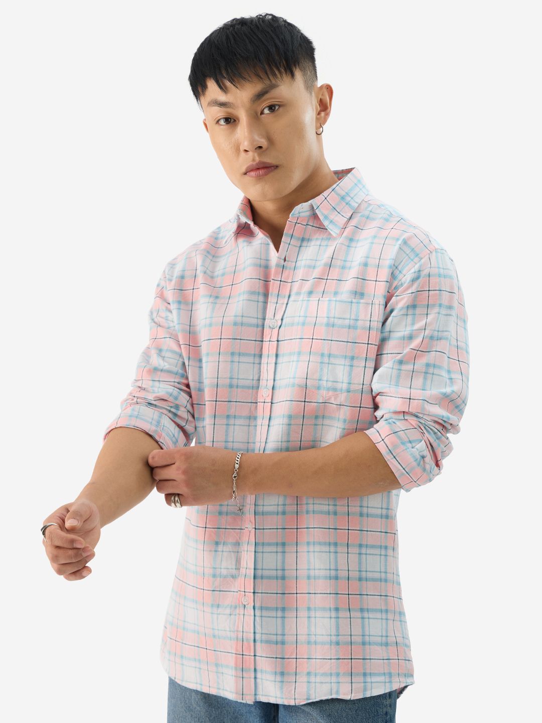 Buy Plaid Single Patch Men Relaxed Shirts Online
