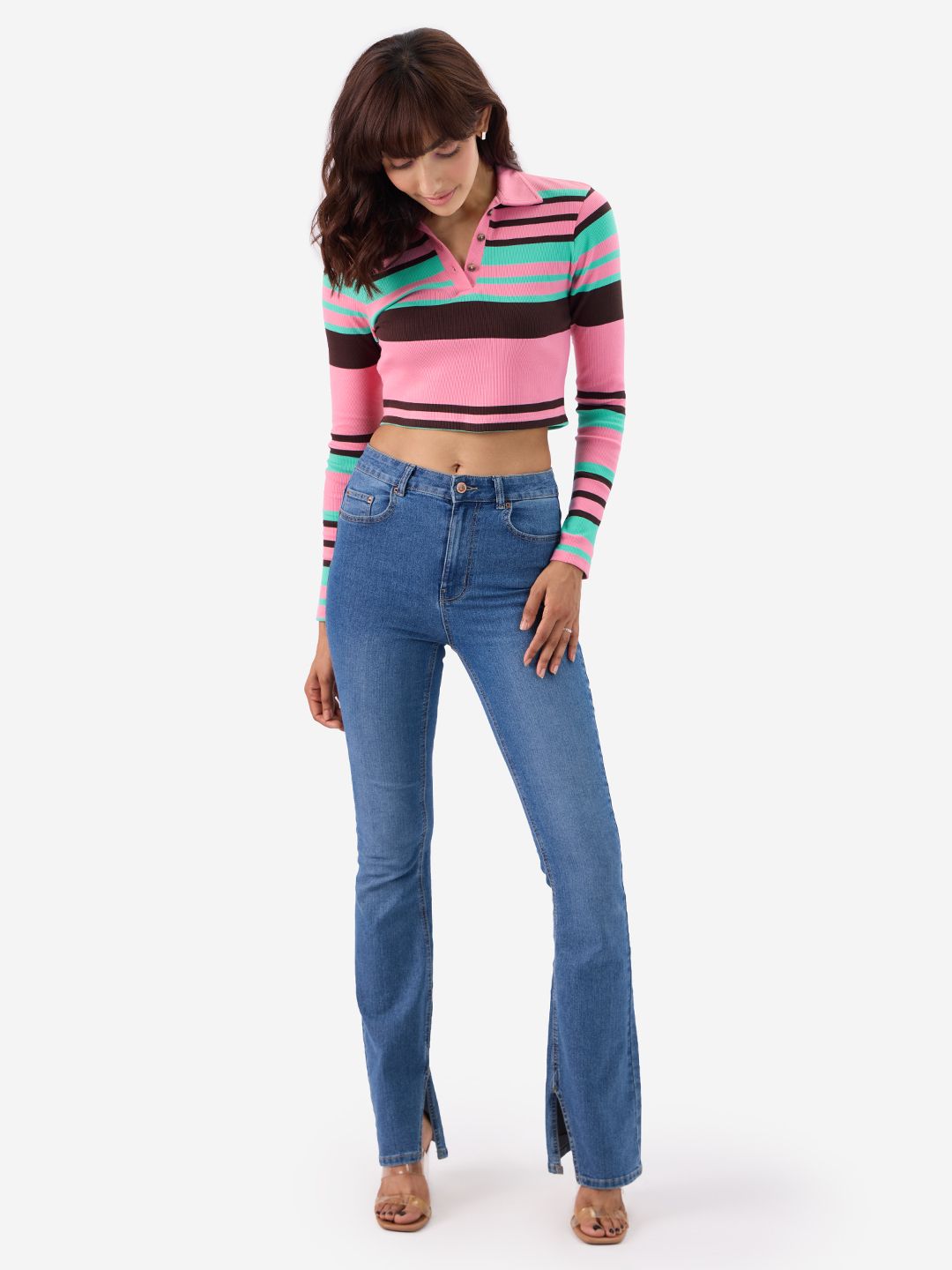 Carnation Rib-Knit Polo Women Cropped Polos price