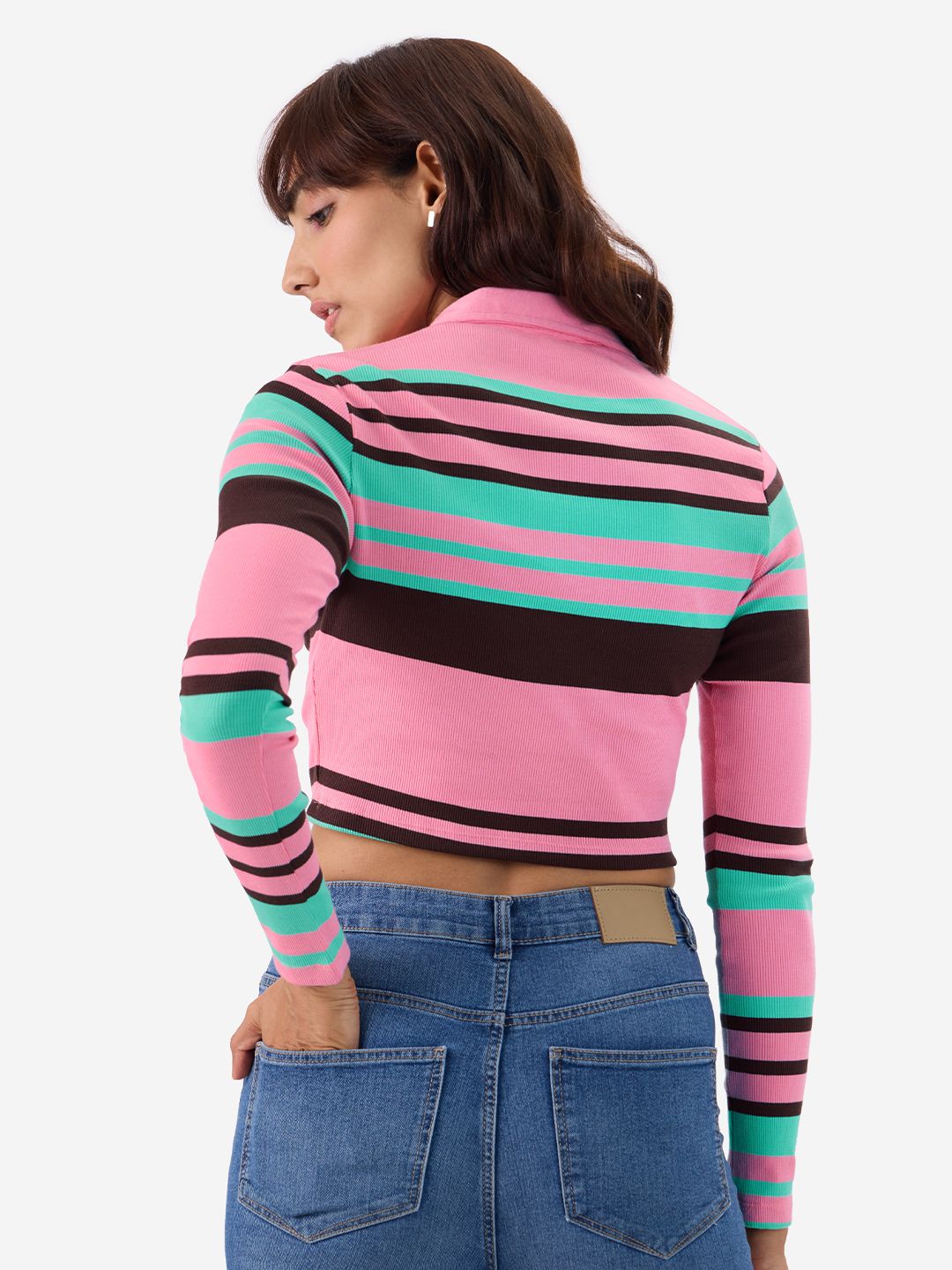 Buy Carnation Rib-Knit Polo Women Cropped Polos