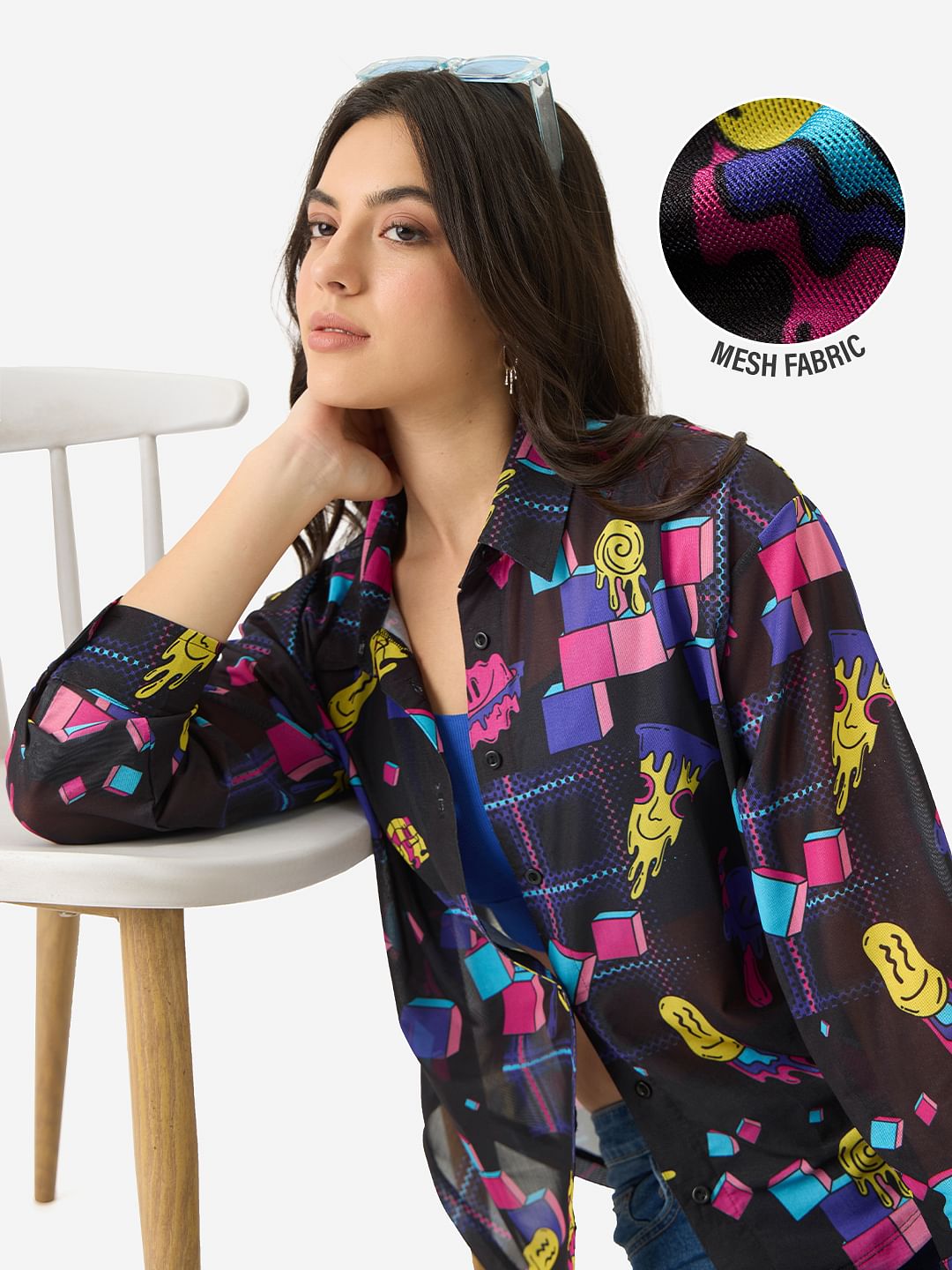 Buy Tss Originals: Trippy Smiles Women Boyfriend Shirts Online