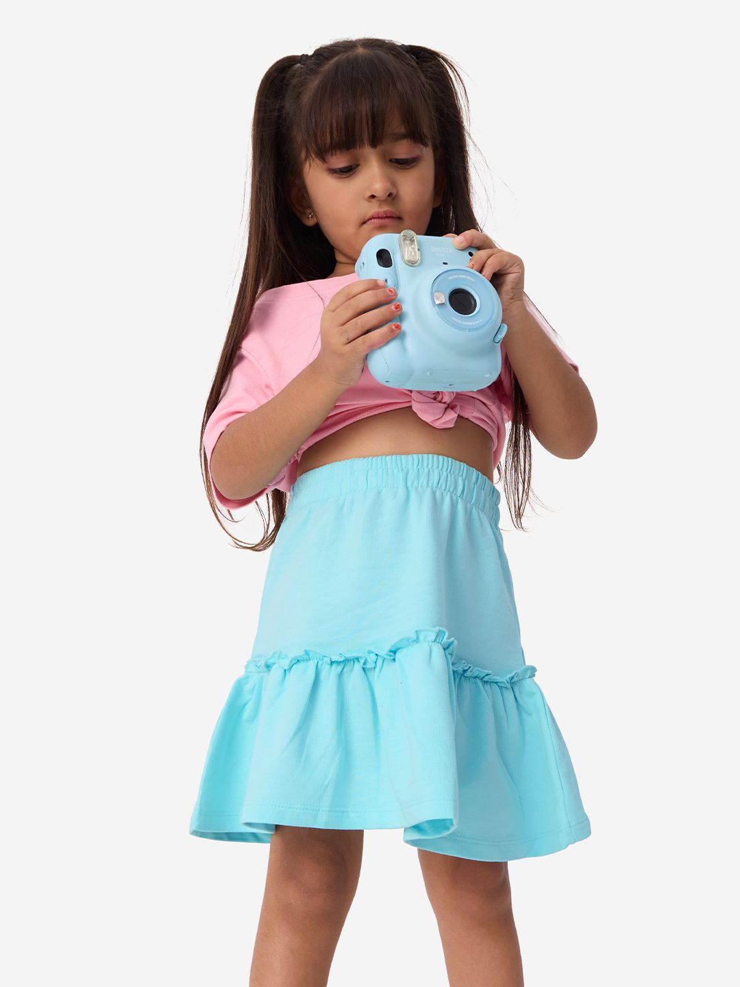 Solids: Turquoise Girls Cotton A-Line Skirts (2-8 Yrs) Online