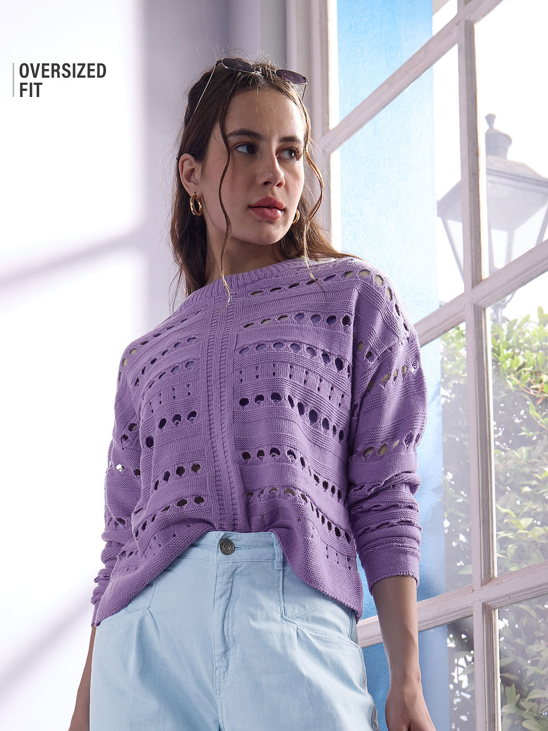 Buy Solids Periwinkle Women Oversized Sweaters online at The Souled Store