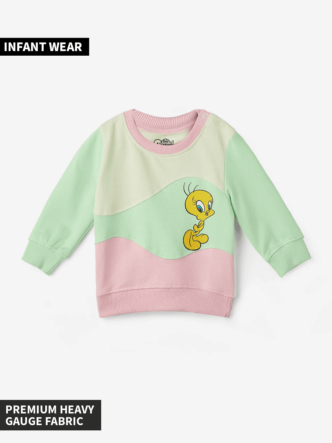 Looney Tunes: Tweety (Snap Button) Girls Cotton Sweatshirts (2-8 Yrs)