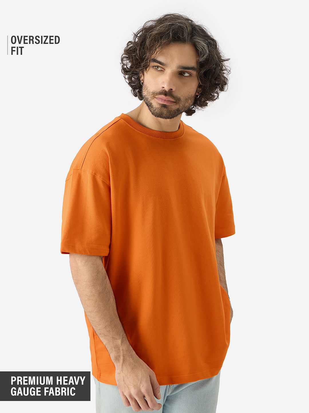 Buy Solids: Orange Blaze Oversized T-shirts Online