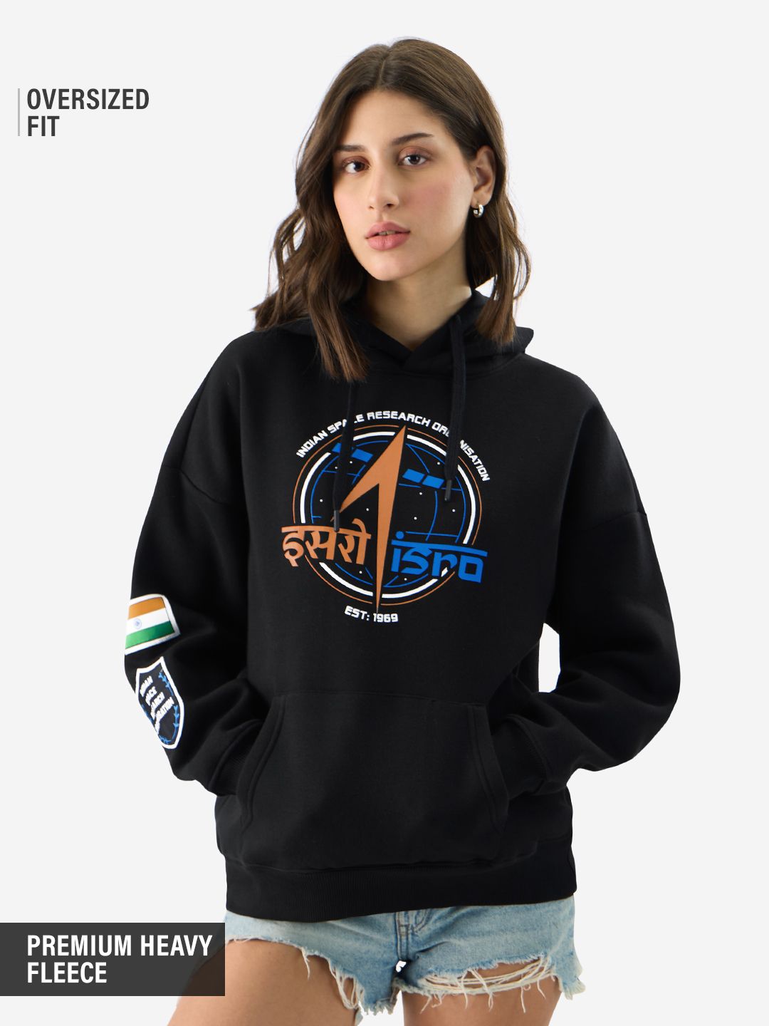 ISRO: Logo Women Oversized Hoodies