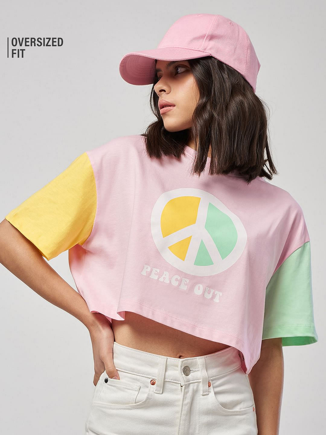 Buy Tss Originals Peace Out Women Oversized Cropped T Shirts