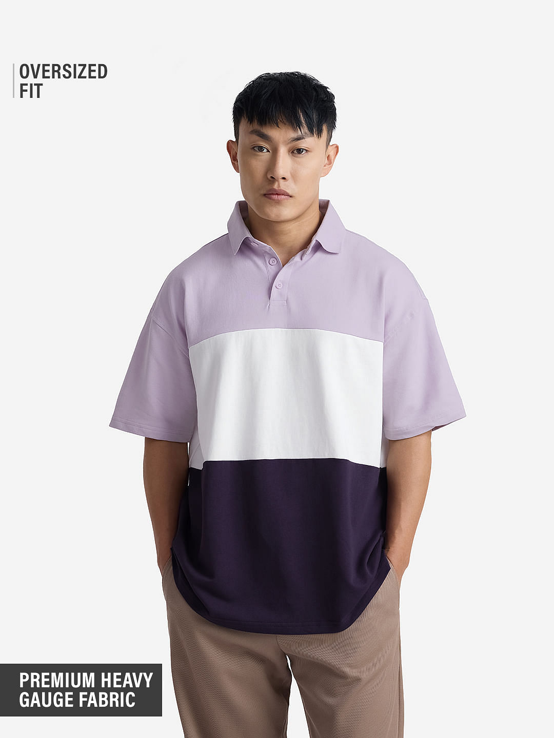 Buy Solids: Lavender White & Berry Oversized Polos Online