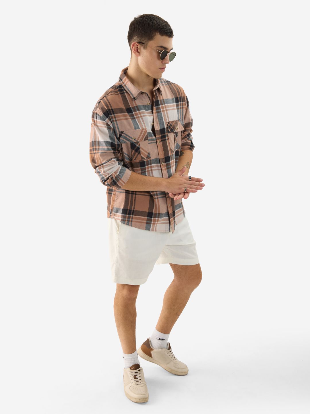 Plaid: Mocha Bisque Men Utility Shirts price