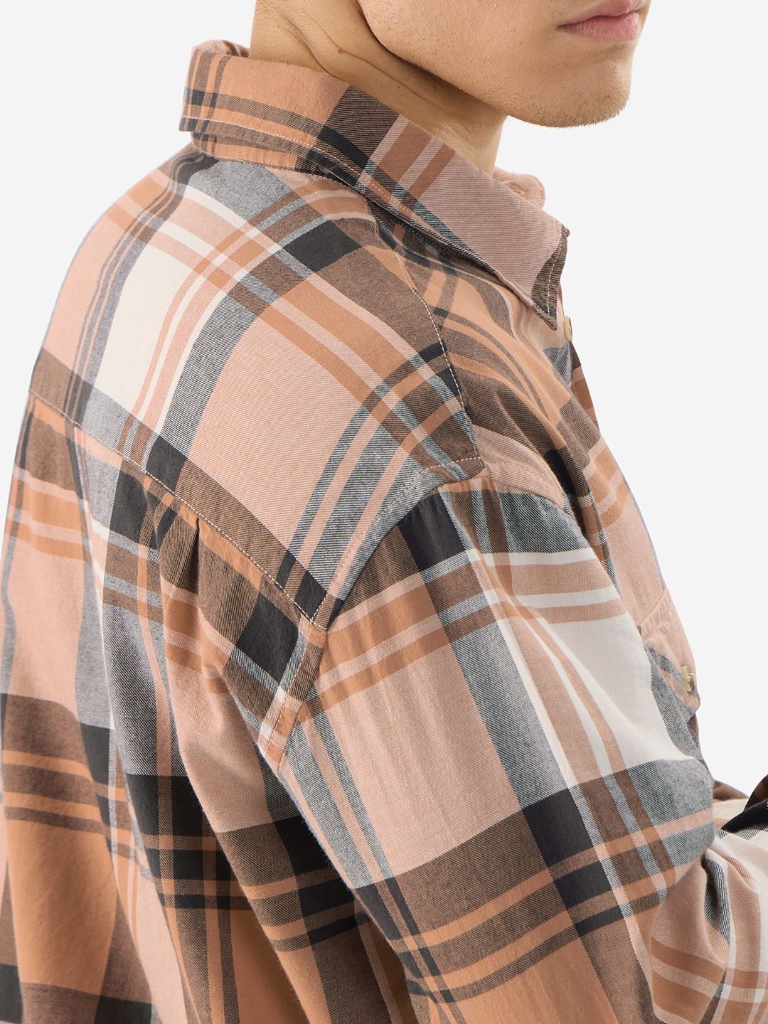 Buy Plaid: Mocha Bisque Men Utility Shirts