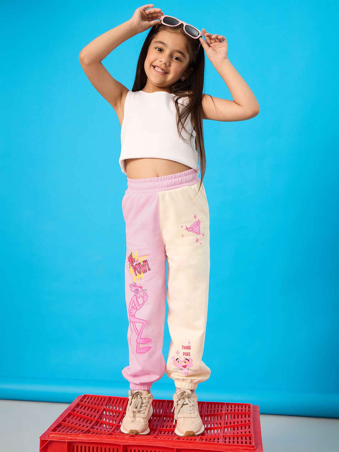 Pink Panther: Pink Pow Girls Cotton Joggers (2-8 Yrs) Online