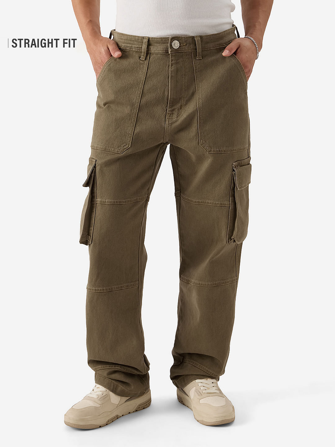 Buy Solids: Brown Men Cargo Pants Online