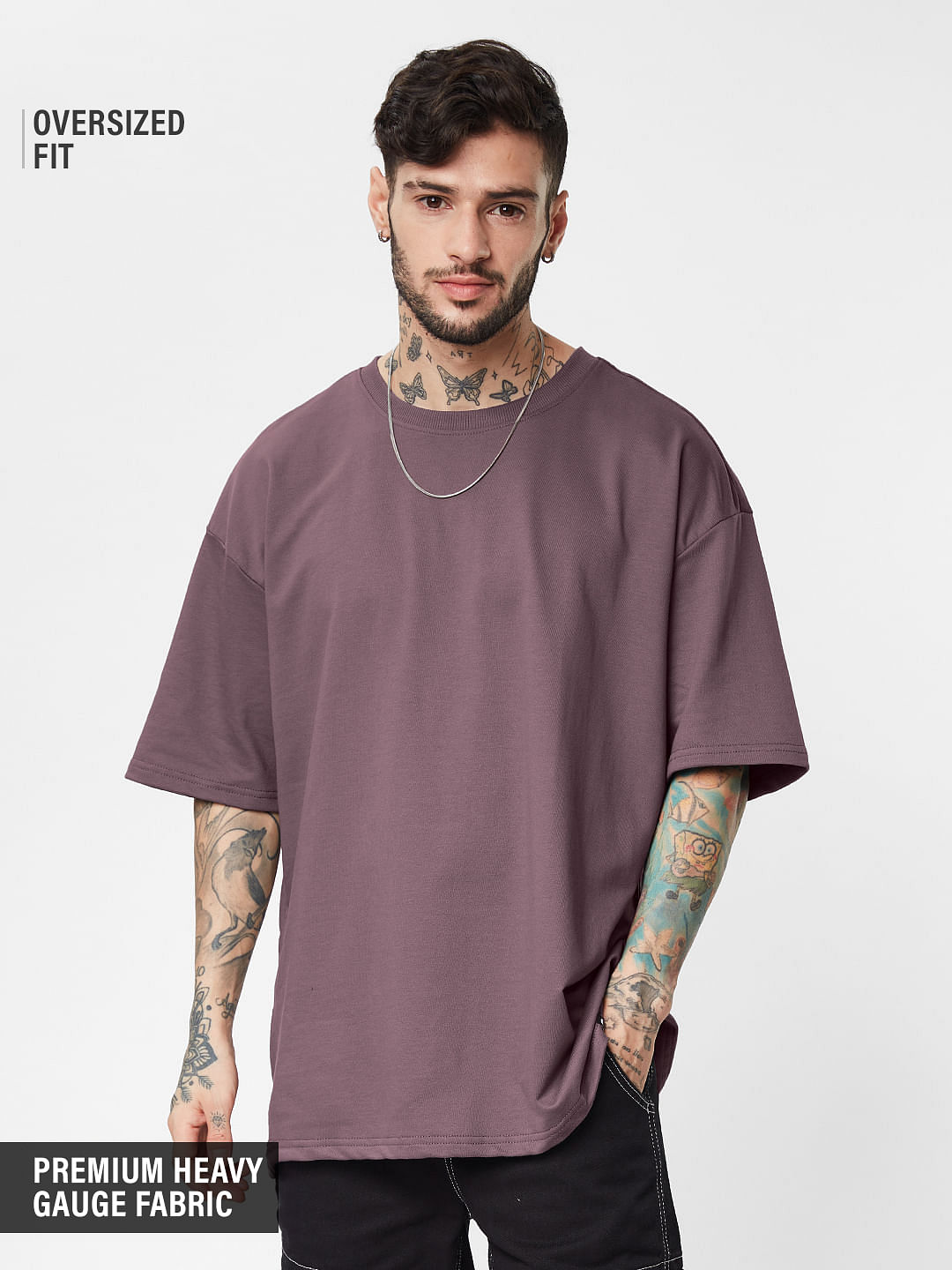 Buy Solid Mauve Oversized T-shirt Online