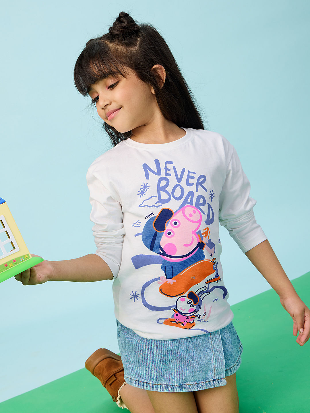 Buy Peppa Pig: Never Bored Girls Cotton Full Sleeve T-Shirts online at ...