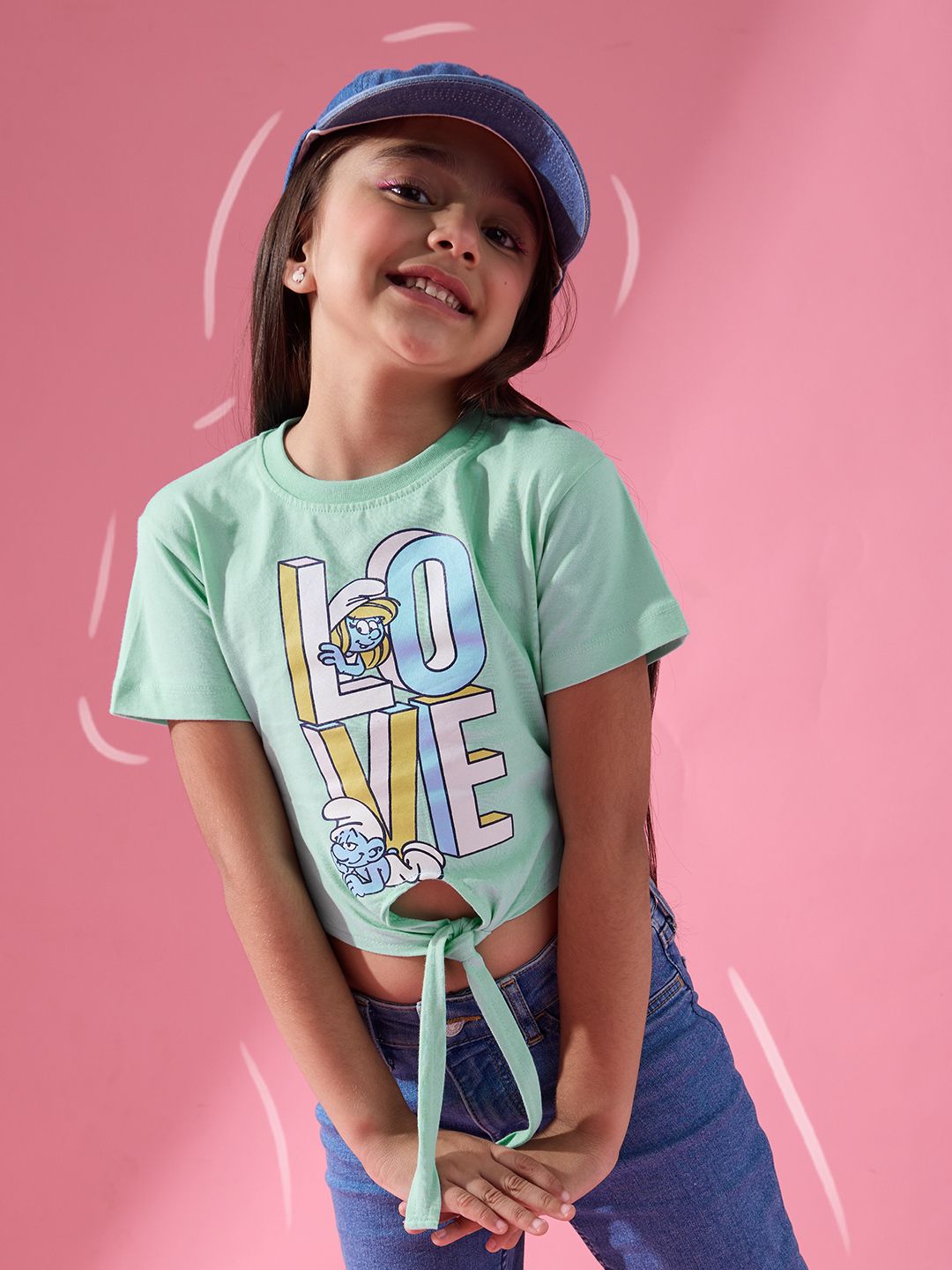 The Smurfs: Lovely Girl Girls Cotton T-Shirts (2-8 Yrs) Online