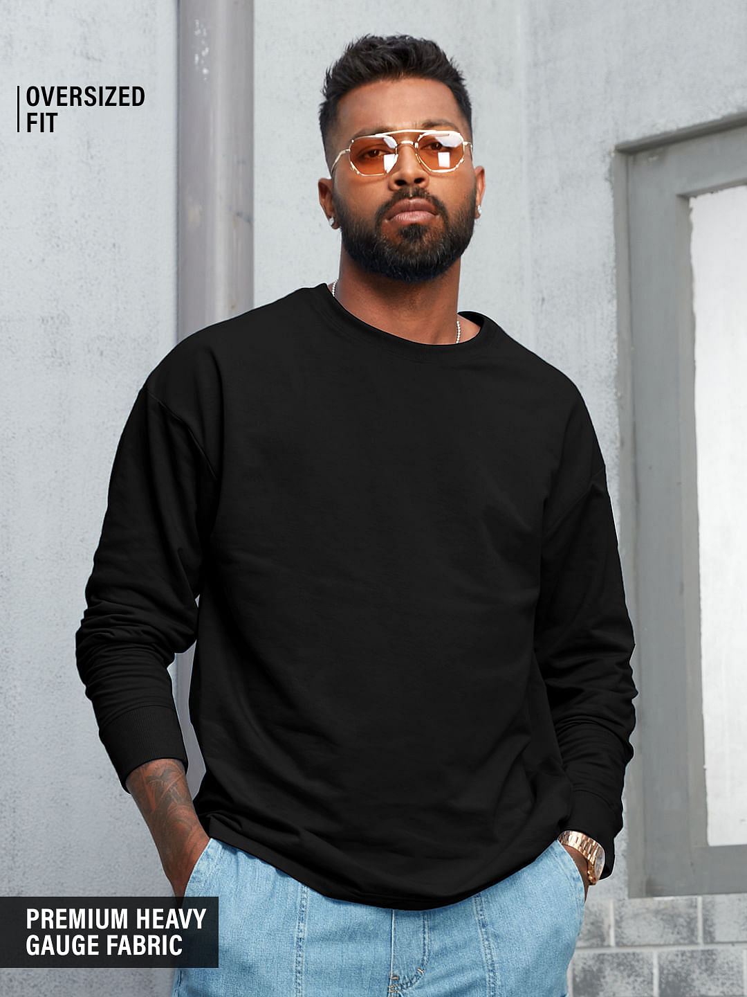Black Men's Loose Fit Solid Oversized 3/4 Sleeves Cotton T-shirt at Rs 180  in Delhi