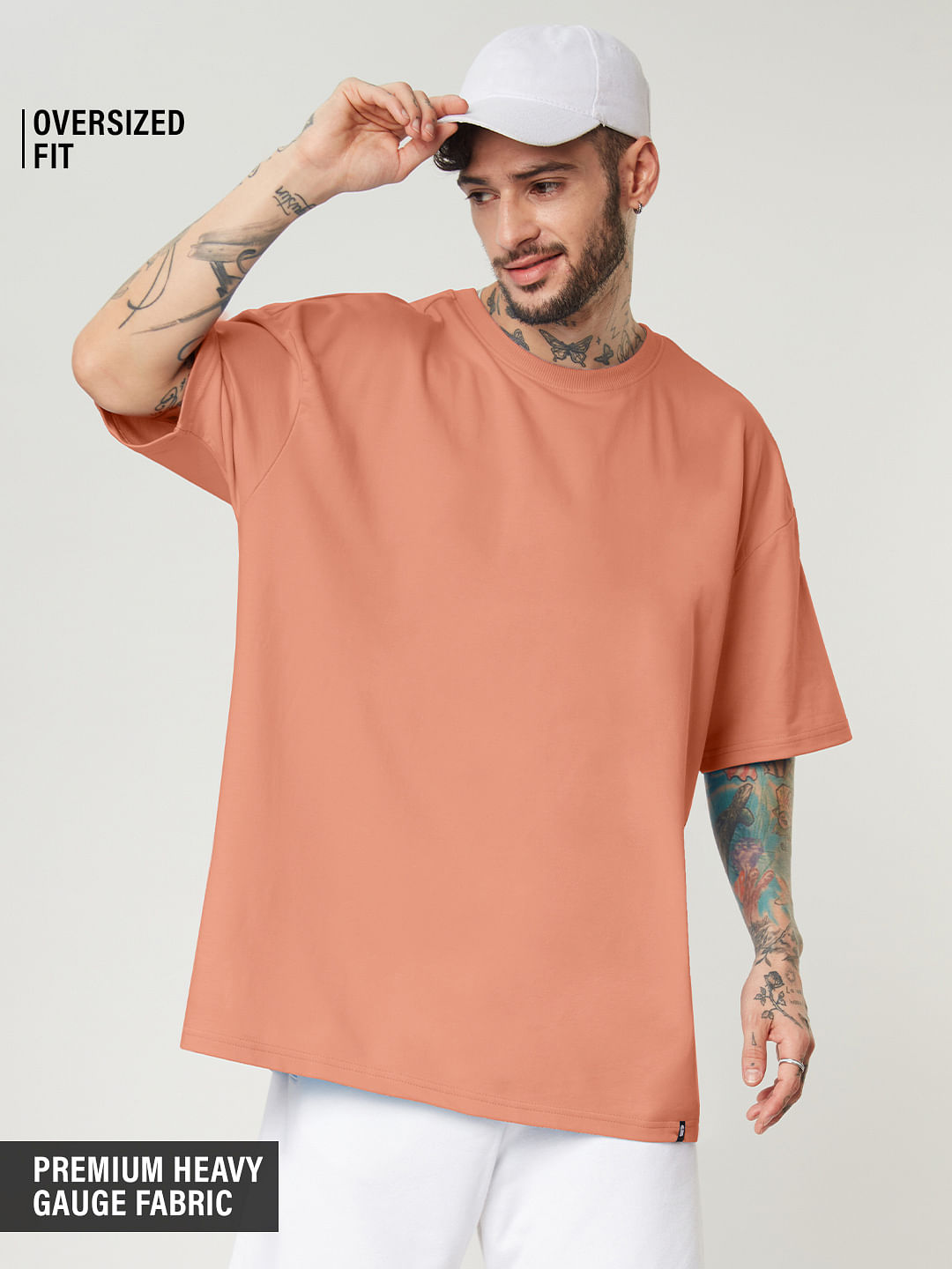 Buy Solids: Peach Pink Oversized T-Shirts Online