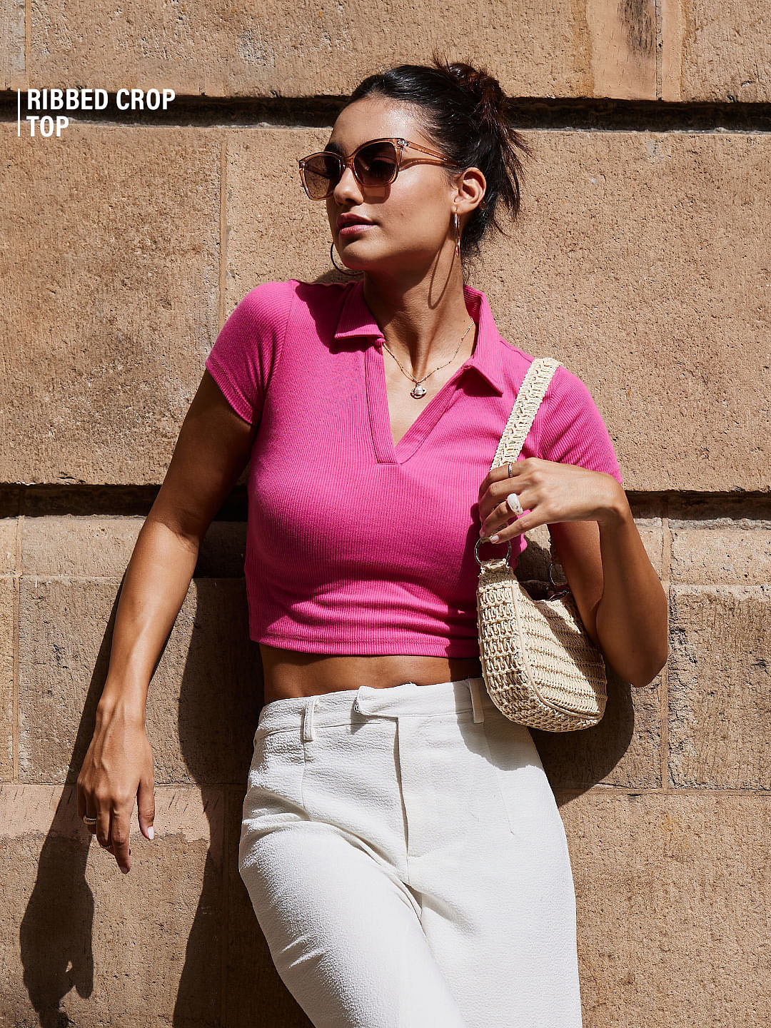 Buy Solids Hot Pink Women Cropped Polos online at The Souled Store