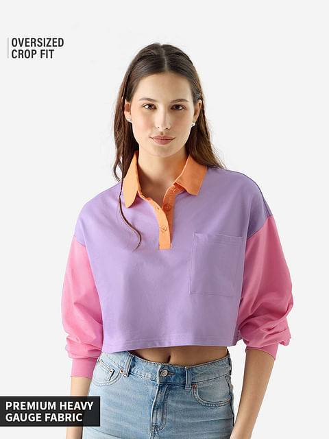 Buy Solids Lavender And Pink Colourblock Women Full Sleeves Tops Online At The Souled Store 6843