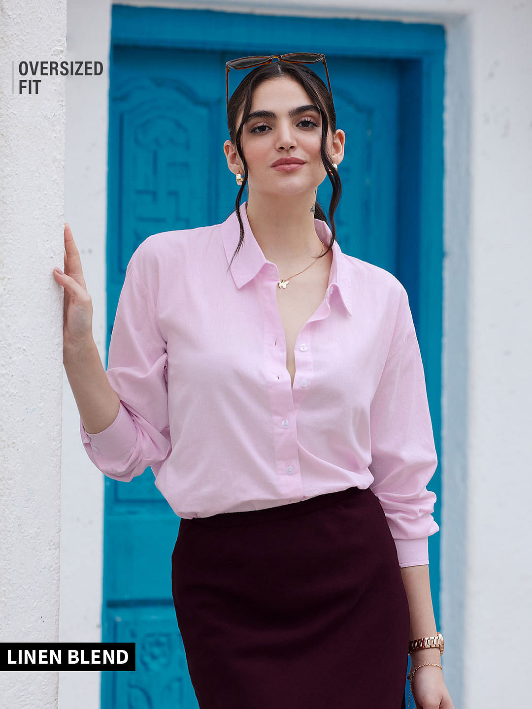 Buy Cotton Linen: Dusky Rose Women Boyfriend Shirts online at The ...