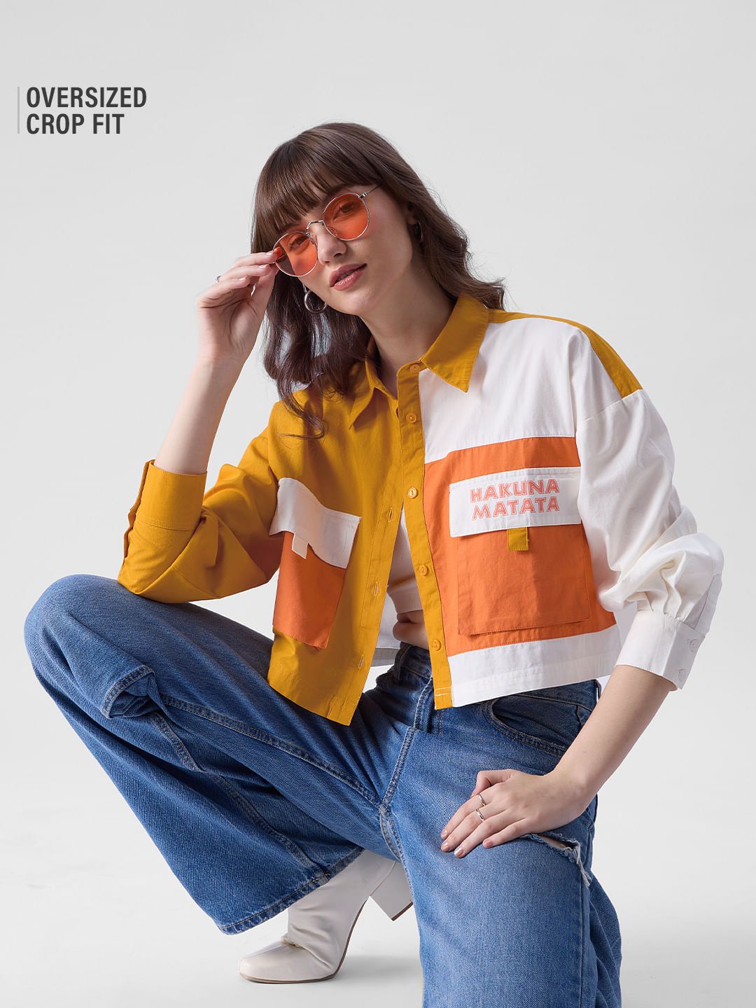 The Lion King: Hakuna Matata Women Oversized Cropped Shirts