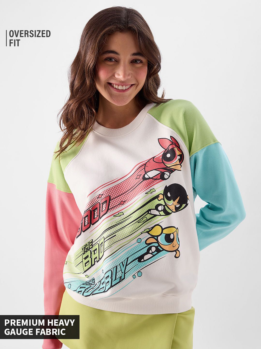 Buy Powerpuff Girls Good, Bad & Bubbly Women Oversized Sweatshirts