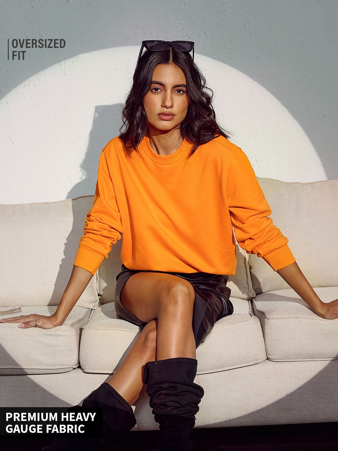 Blazing Orange Sweatshirt Women Oversized Sweatshirts