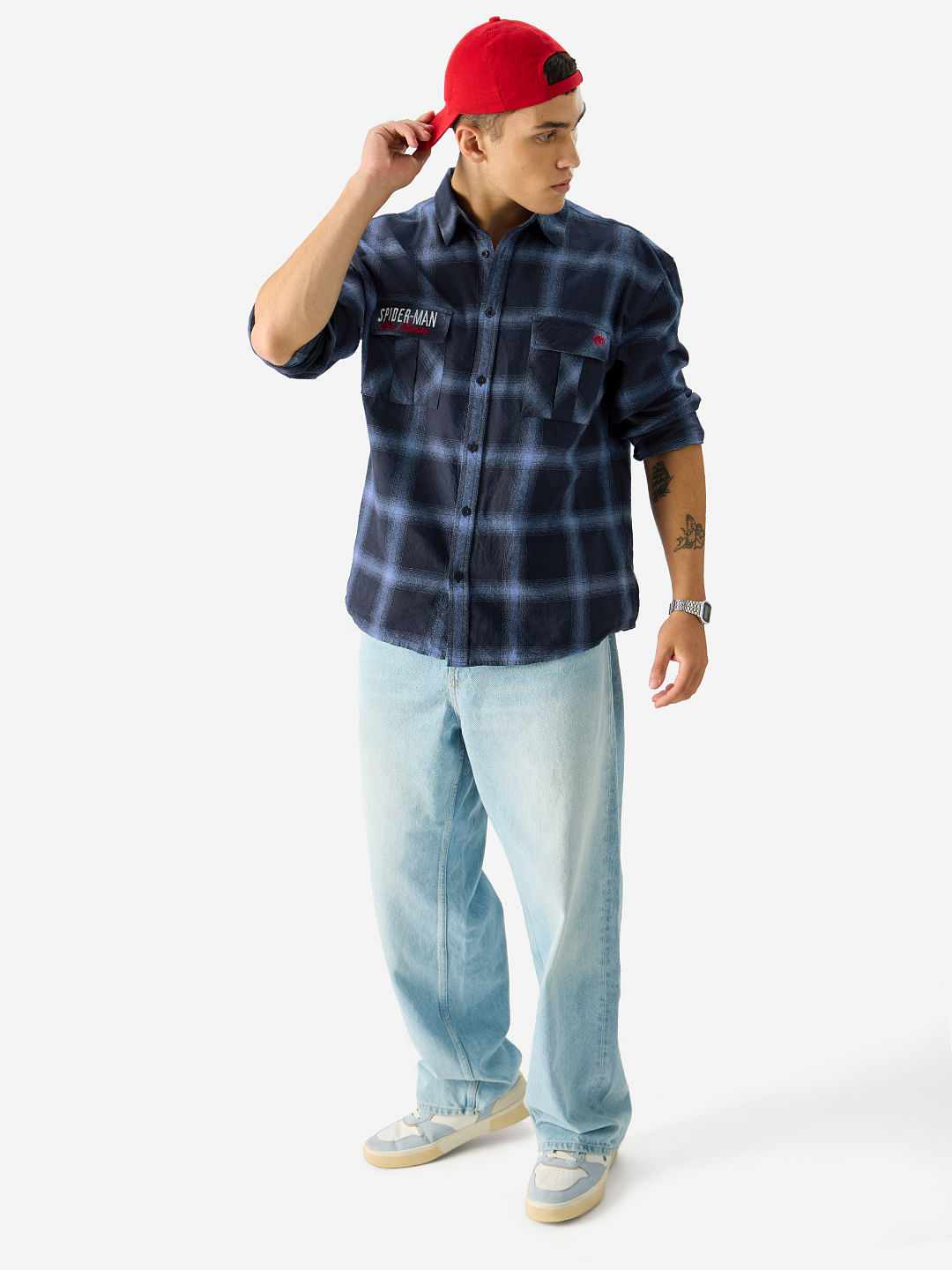 Buy Spider-Man: Plaid Power Men Oversized Shirts Online