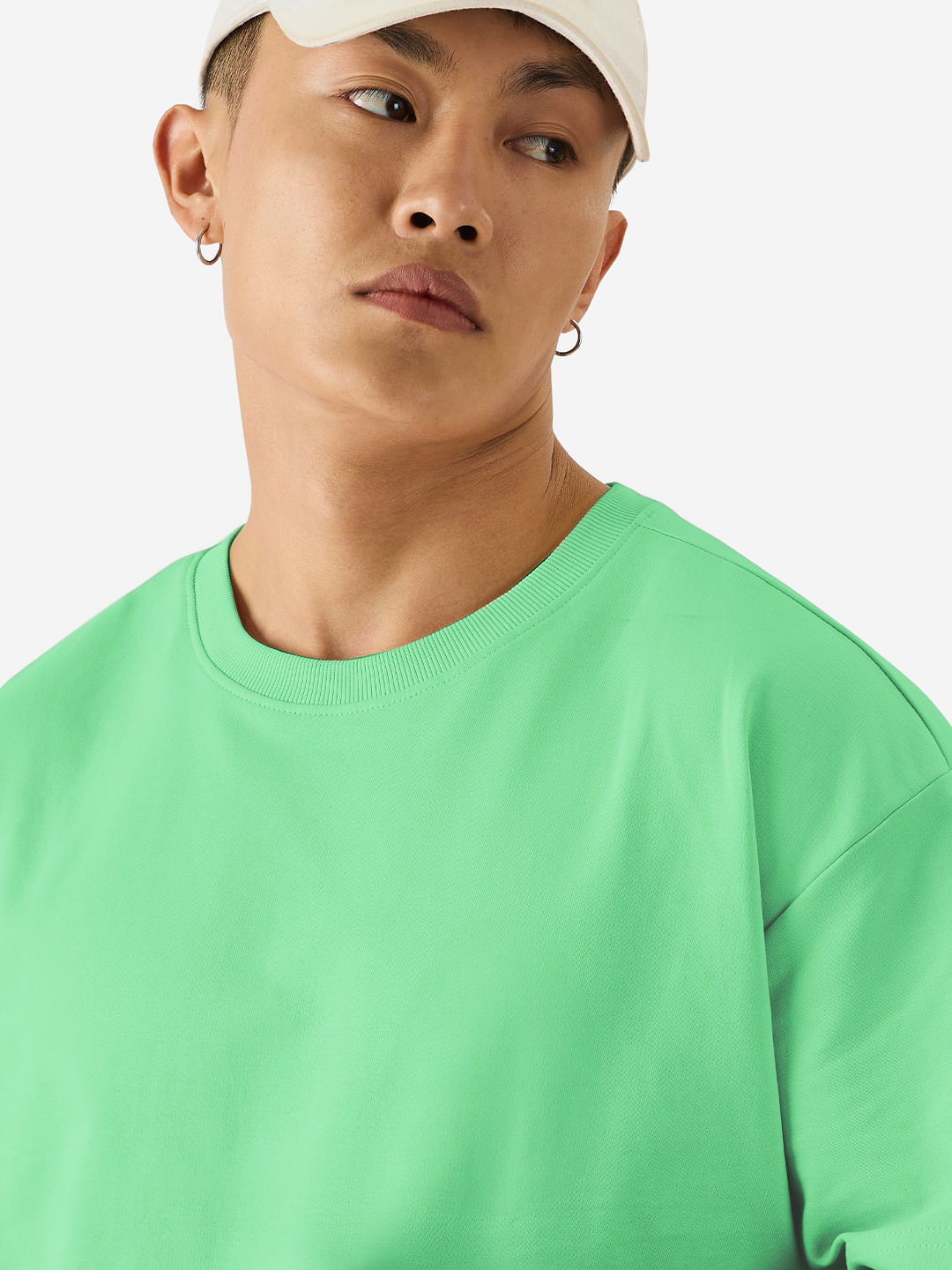 Buy Solids: Spring Bud Green Oversized T-Shirts Online