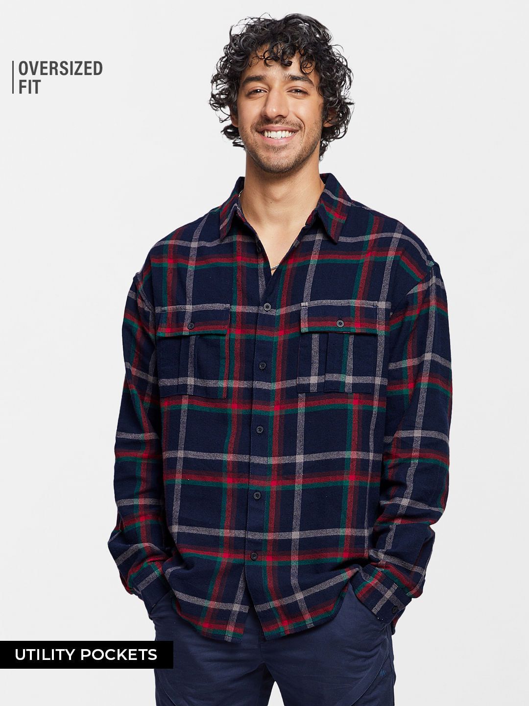 Buy Plaid Red Men Utility Shirt Online